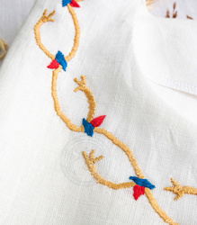 Linen dress with natural silk embroidery