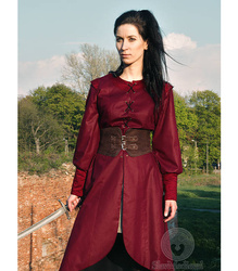 Artificial leather fantasy wide corset belt with double buckles and satin cotton lining